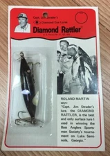 Vintage Diamond Rattler Jim Strader Fishing Lure 3" Inch Black **NOS**