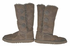 Ugg Boots Women's Size 7 Brown Bailey Button Triplet Tall Leather Sheepskin