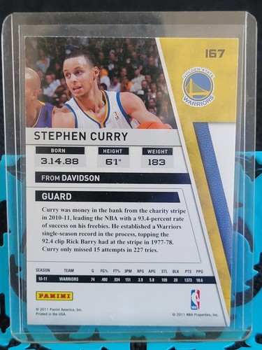 2010-11 Panini Season Update Warriors Stephen Curry #167 2nd Yr - Picture 2 of 2