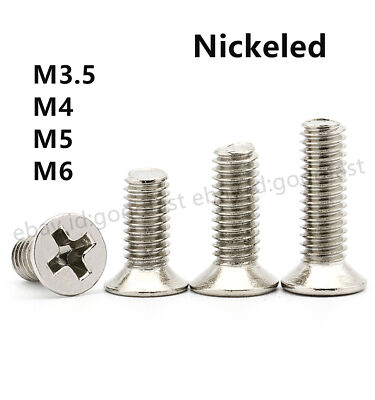 Nickeled Steel Phillips Countersunk Flat Head Small Screws M3.5 M4 M5 M6
