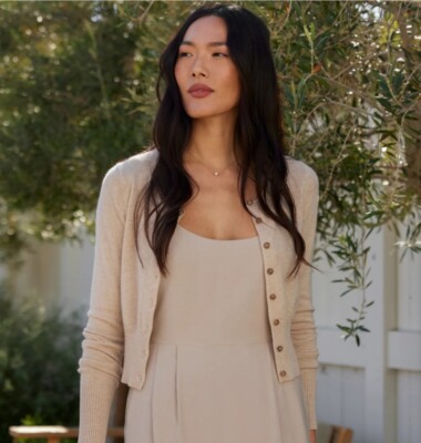 Jenni Kayne Cashmere Finley Cardigan Oatmeal Medium (M)