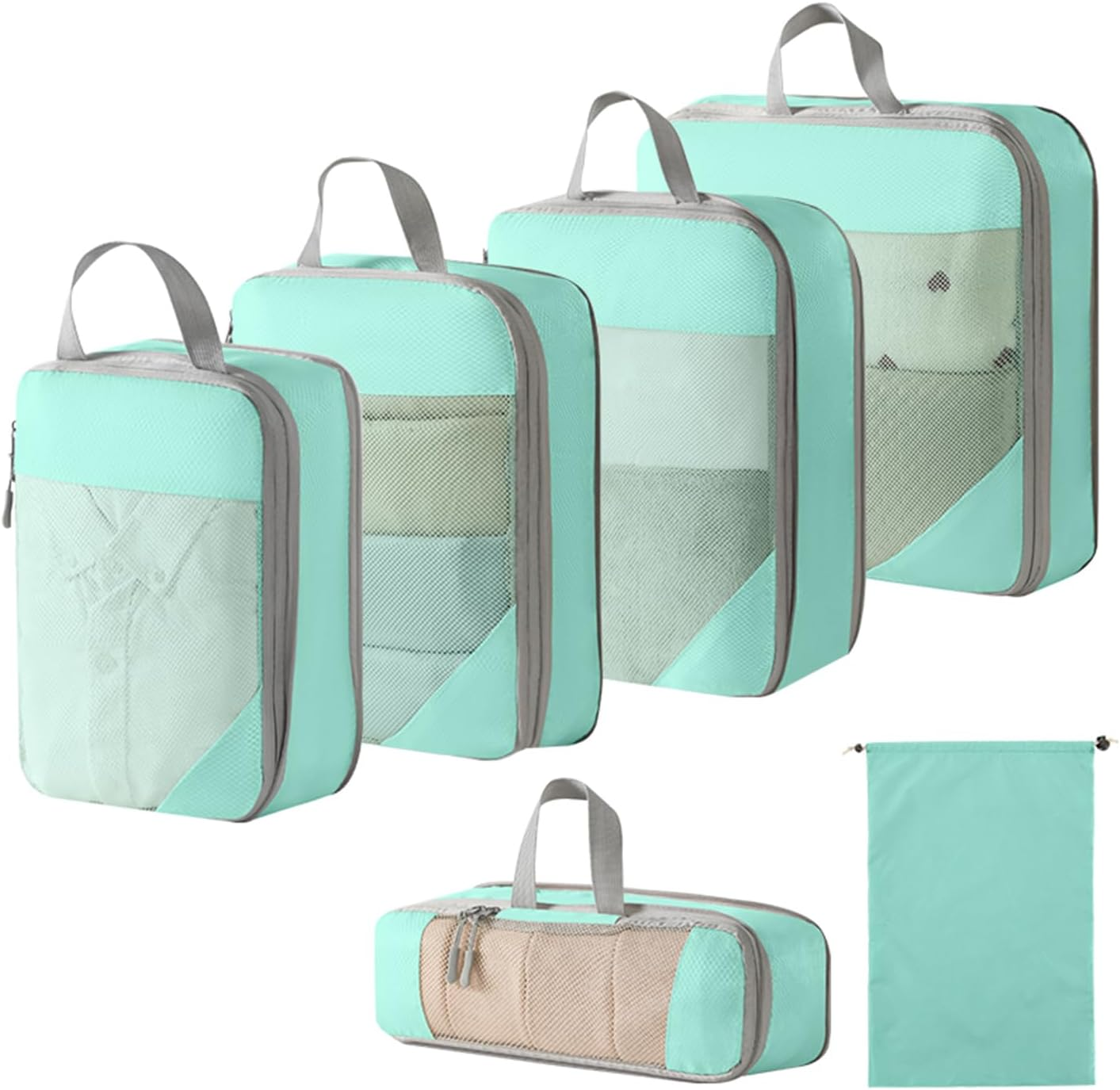 Compression Packing Cubes, 6 Set Travel Storage Bags Multifunctional Clothing So