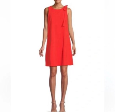 NEW DKNY Donna Karan Women s Scuba Short Shift Dress Tiger Lily Orange Size 10