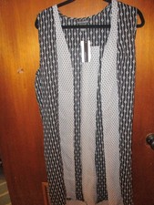 Chelsea & Theodore Woman's Duster Xl Black & White Polyester Nwt Sleeveless