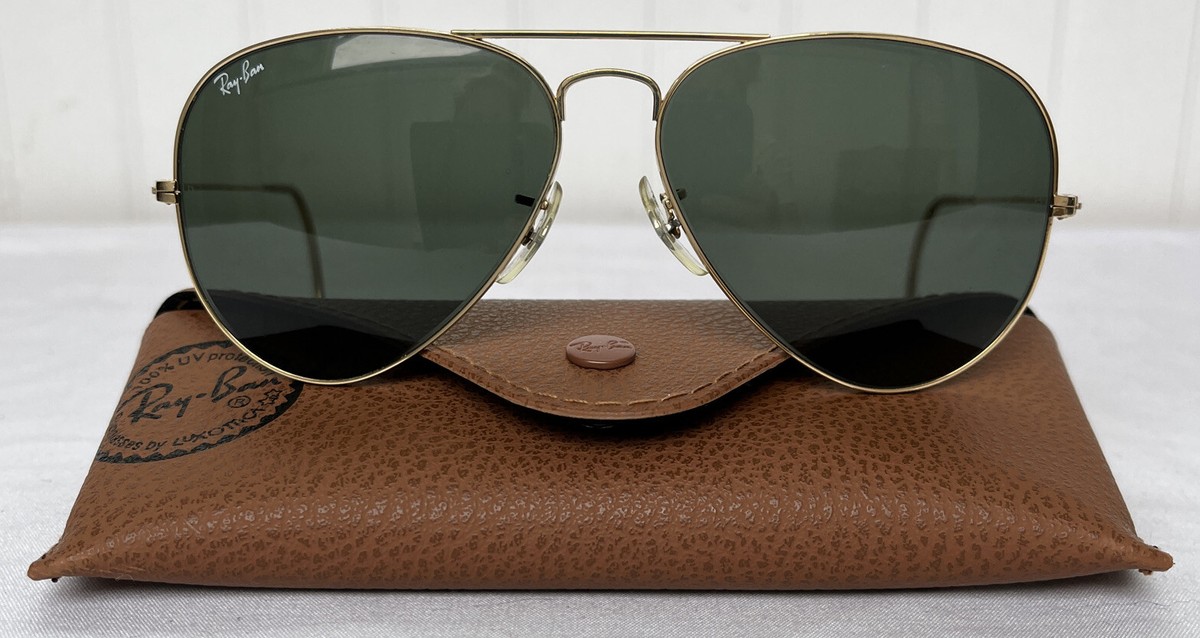 Vintage Ray Ban B & L Aviator Sunglasses 58-14 Gold Wire 
