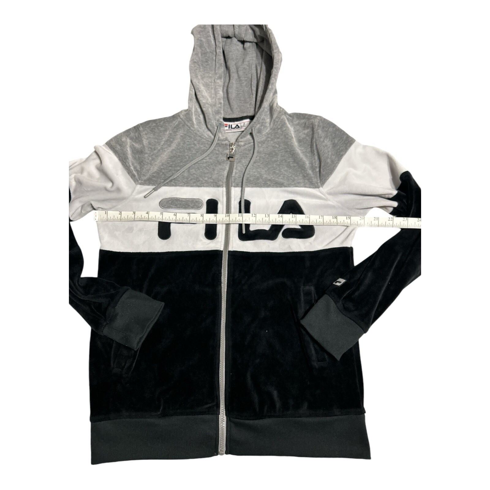 FILA GIACCA LEGGERA CON CAPPUCCIO DONNA TAGLIA MEDIA GRIGIO BIANCO NERO