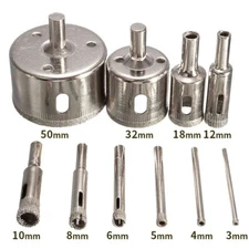 10pcs Diamond Hole Saw Drill Bit Set Maker Cutter Glass Ceramic Tile Porcelain