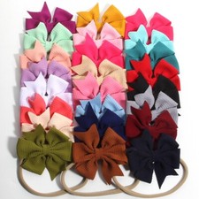 120PCS 9CM 3.54" Hair Bows Headband Waffle Fabric Elastic Hair Bands Accessories