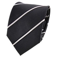 Tigertie Seidenkrawatte Anthrazit Silber Schwarz Gestreift - Krawatte Seide Silk