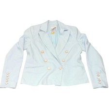 House of Harlow 1960 Blazer Womens Small Light Blue Double Breasted Gold Button