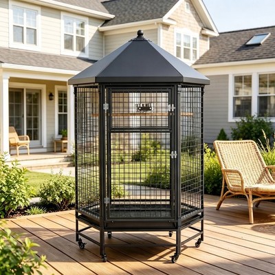 Large Outdoor Aviary Flight Bird Cage With Covered Roof