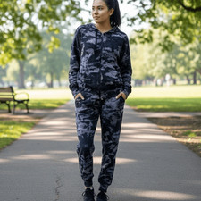 Athleta Balance Printed Jogger  Zip Hoodie Set Small Camo Lounge Active