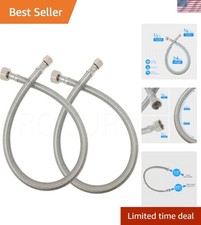 Durable 24-Inch Braided Faucet Hose Connection - Compliant 2-Pack Supply Lines