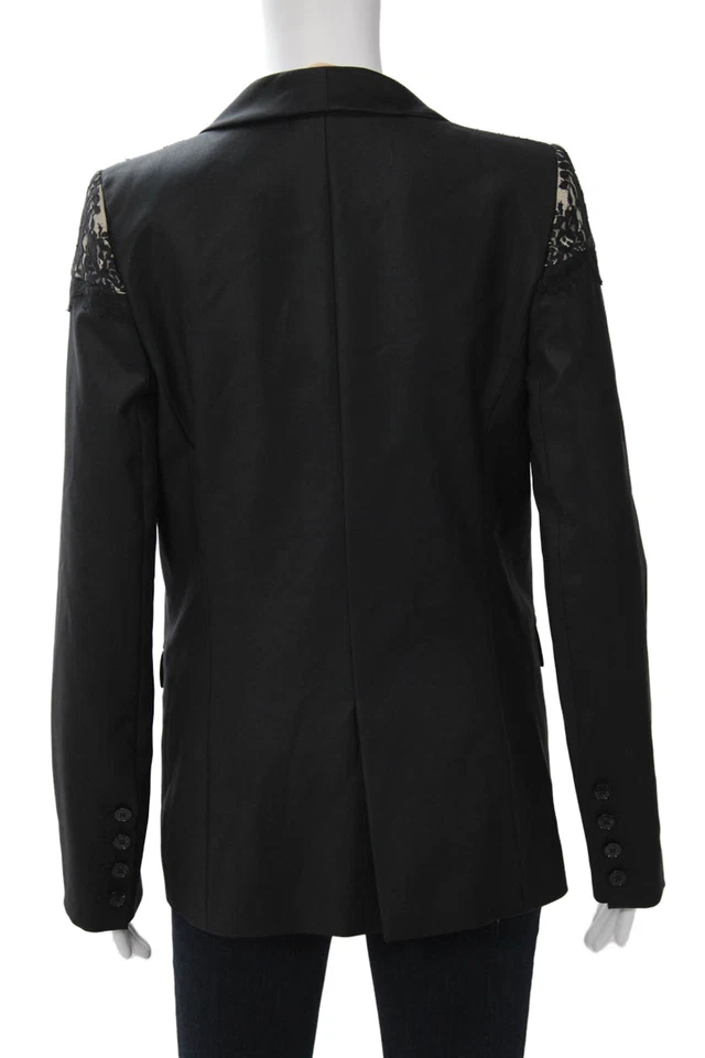 Blazer Patrizia Pepe Mujer Negro Floral Mezcla Lana Botón Manga Larga Talla S Foto 3 de 4