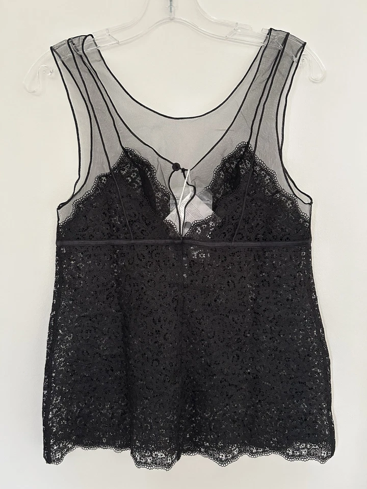 Top de encaje macramé con paneles de tul edénico La Perla I2/US S/M Foto 2 de 4