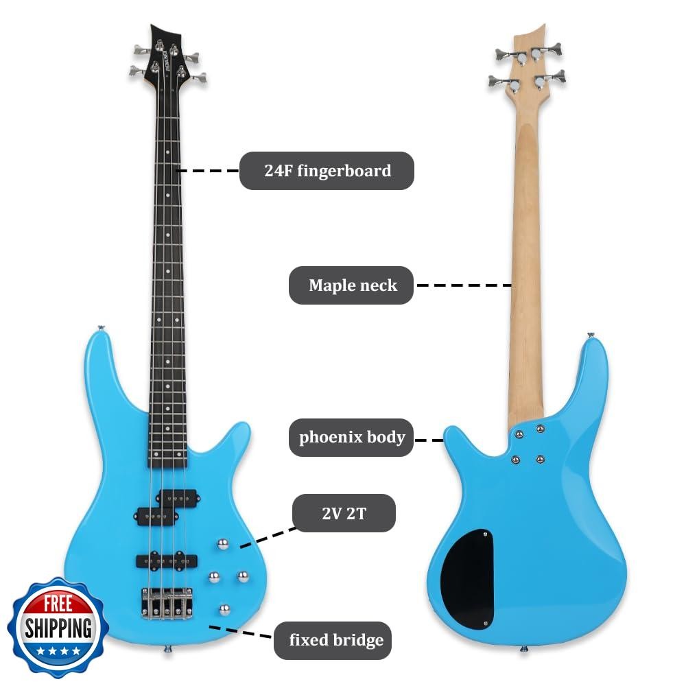 Demusea electric bass guitar full size standard 4strings glossy b