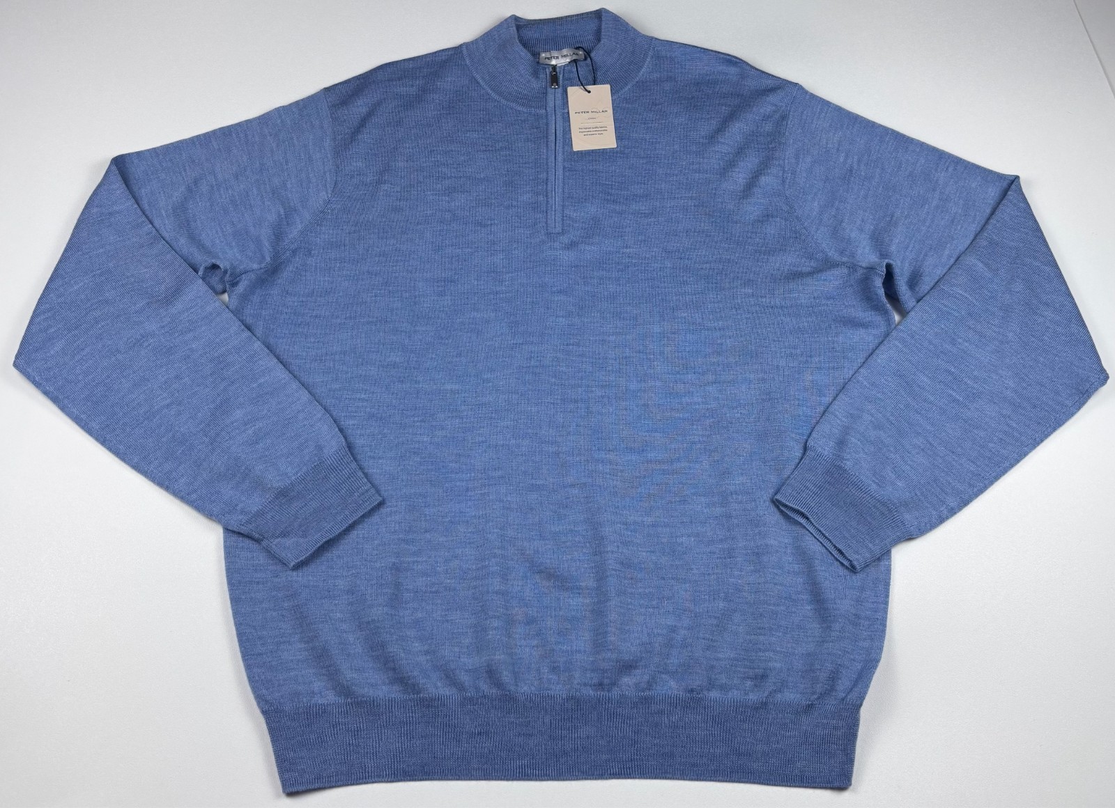 Suéter Peter Millar Autumn Crest 1/4 Cremallera Para Hombres XL Azul Merino Lyocell Nuevo con Etiquetas