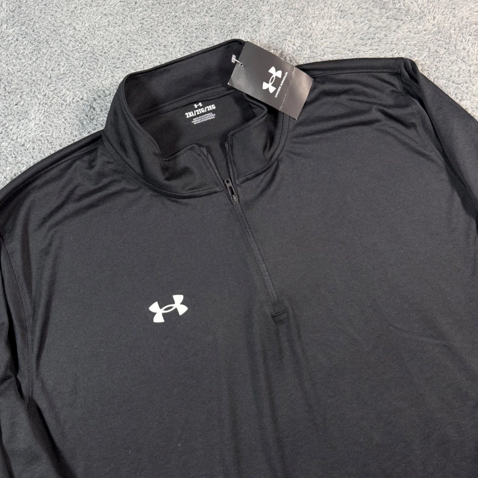 NWT Under Armour Mens 2XL Team Tech 1/4 Zip Pullover Black Performance