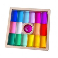 Rainbow Acrylic Blocks Transparent Square Building Blocks Set Fine Coordination