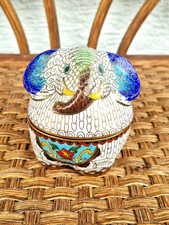 Alte exquisite vintage chinesisce Cloisonné Emaille Deckel Dose Gefäß Elefant