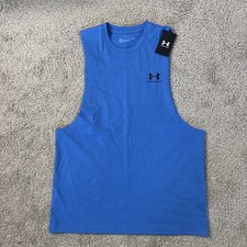 Under Armour Mens Left Chest Cut Off Tank Size L Blue Workout Athletic