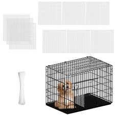 9 PCS Dog Crate Divider Panel with Ties, 11.8" x 11.8" Transparent PVC Pet Ke...