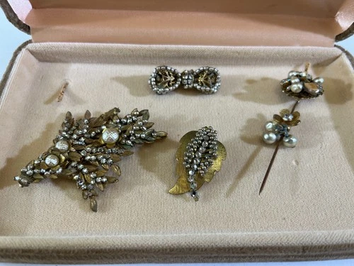 VTG Miriam Haskell Brooch Lot Collection Hat Pin Gold Tone Charity DS51