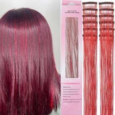 Clip in Hair Tinsel 12 Pcs Hair Tinsel Kit for Girls 22 Inch Glitter Fairy