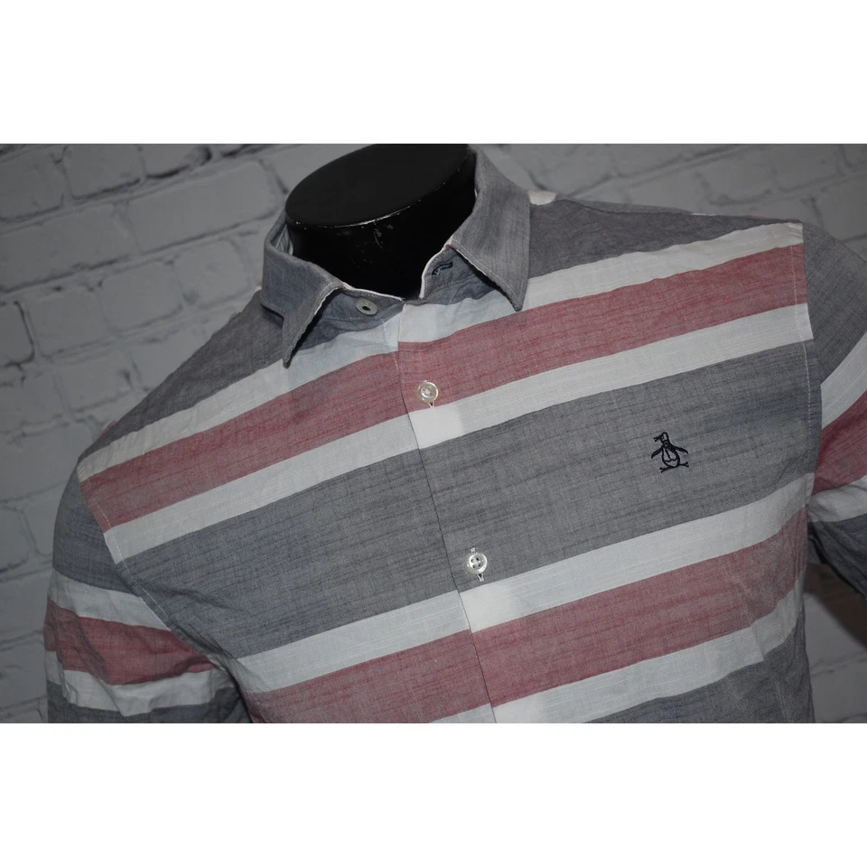 Original Penguin Munsingwear Dress Shirt Men Size Large Heritage Slim Fit Gray - Image 4 of 4