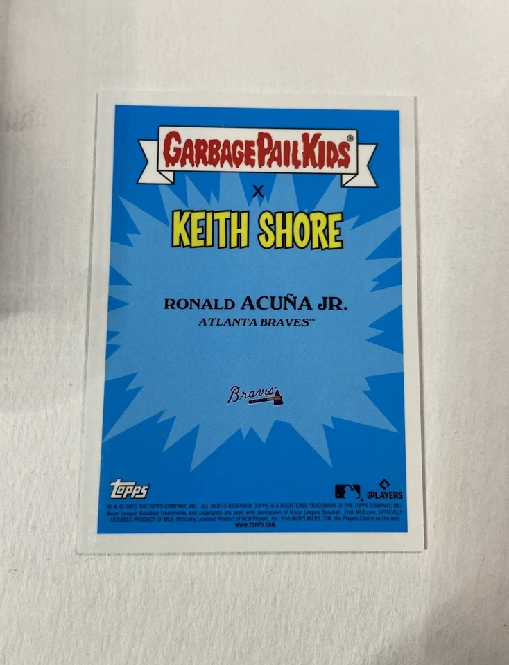 2022 Topps Garbage Pail Kids x MLB Ronald Removed 8b Orange 6/50 Acuna Jr Shore - Image 2 of 2