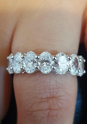 2.80Ct Oval Cut Natural Diamond Wedding Half Eternity Band 950 Platinum Size 6