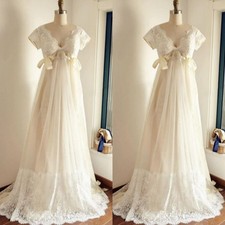 Elegant Wedding Dresses Short Sleeves Vintage Lace Appliques Bridal Gowns A Line