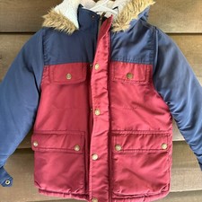 Carters Boys Blue Red Colorblock Hooded Winter Parka Jacket Size M 5-6 C224E74