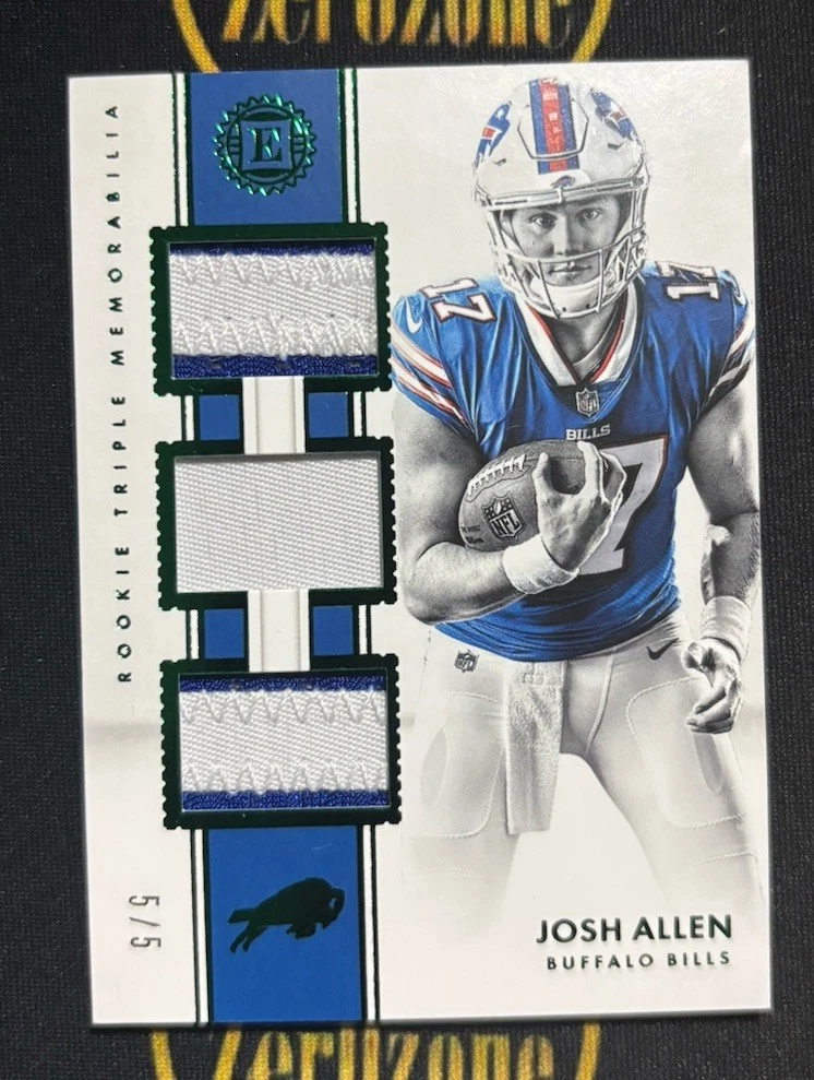 Josh Allen Panini Encased Rookie Triple Memorabilia #RTM5 Emerald