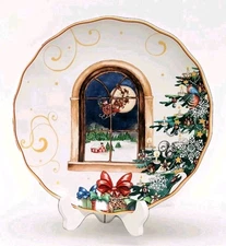 1 Williams Sonoma Twas the Night Before Christmas Dinner Plate 11" NEW Santa 