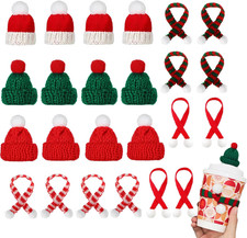 Mini Knit Hat Mini Christmas Scarf Set Tiny Santa Hats for Crafts Small Christma