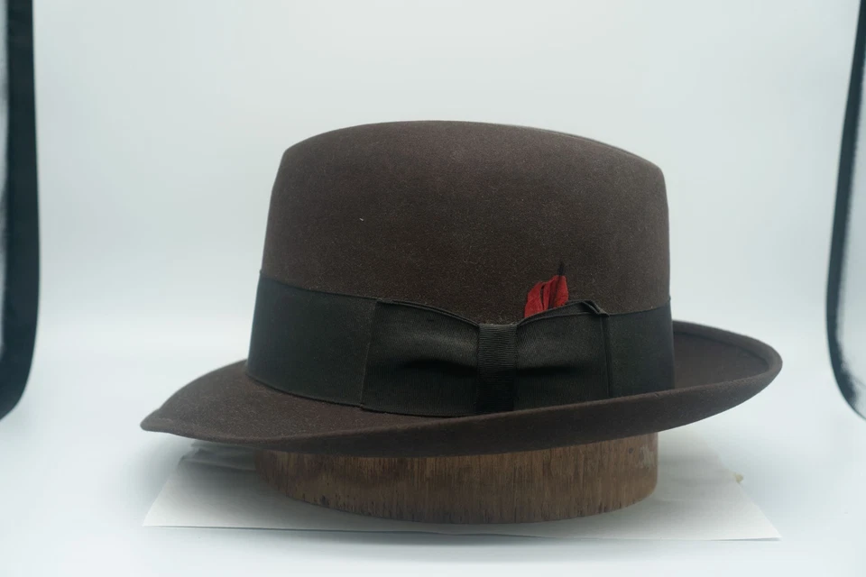 Vintage RARE 1950s Knox Twenty Custom Edge Brown Fedora Size 7 1/2 60 CM - Image 3 of 4