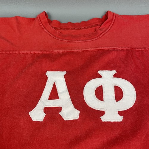 VTG Alpha Phi Sorority Russell Southern T Shirt Womens L Red 1960s Emobroidred - Picture 9 of 13