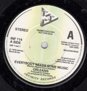 Orleans Everybody Needs Some Music 7'' vinyl UK Infinite 1979 Promo b/w forever