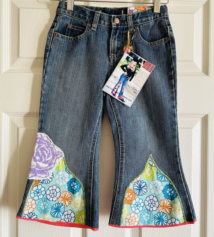 Not Your Mother’s Jeans Boutique Floral Appliqué Pants Rare NWT Girls 6 $50
