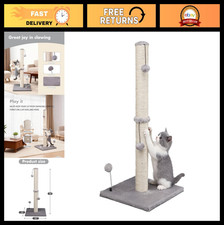 34  Tall Cat Scratching Post - Premium Sisal Scratcher with Hanging Ball for Ind
