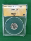 1955-D ROOSEVELT DIME ANACS MS 65 FSB (4797268) HOT!!!  LOOK!!!  BRILLIANT!!!