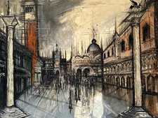 MID CENTURY PAINTING FRANCE FRENCH REGIS DE BOUVIER DE CACHARD FAMOUS LISTED OIL