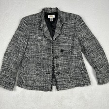 Talbots Jacket Woman 6 Tweed Wool Blend Fringed Edge Career Classic Made In USA