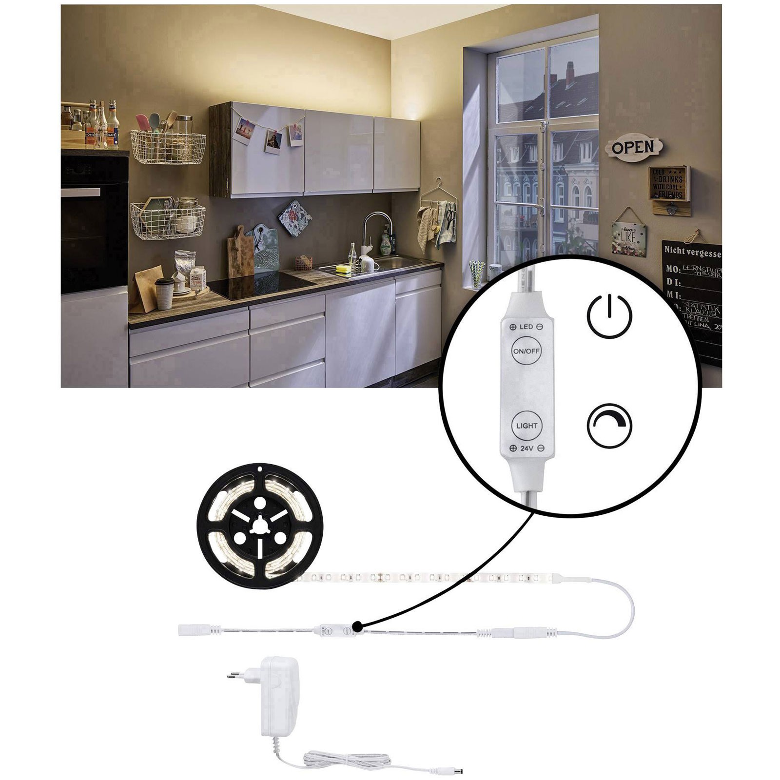 Paulmann SimpLED Strip Set 1.5m Warm White 1100lm/m Cord Dimmer