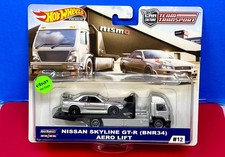Hot Wheels Nissan Skyline GT-R BNR34 Aero Lift Team Transport Hauler Truck #12