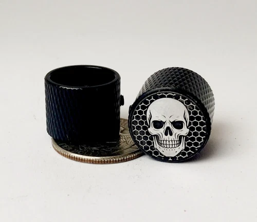 Metal Skull Guitar Knobs 2 pcs. 6mm Volume Tone Control for Electric Guitar Bass