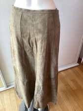 Gonna lunga Gerry Weber vera pelle velluto morbido beige Oktoberfest taglia 38-40 ottima