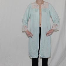 Vintage 80s lace trim robe mint size large shadowline nylon