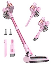 Pink Cordless Vacuum Cleaner, 45Kpa/550W/60 Mins Runtime Stick Vacuum with Se...